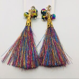 EARRINGS BOHO TASSEL MYLTI COLOR METALLIC!! Pierce
